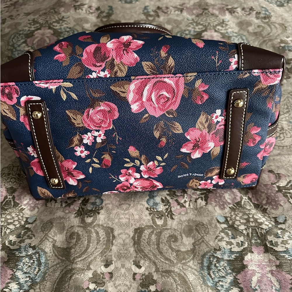 Floral Navy and Pink Satchel Handbag